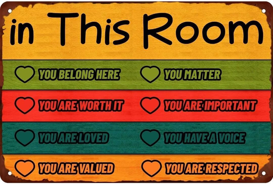 Anceky Style-6 Funny Classroom Metal Tin Sign In This Room Sign You Matter You Are Loved You Have A Voice For Bathroom Restaurant Farm Bedroom Cafe Wall Decor Home Decor Room Door Accessories Poster S 8X12 Inch