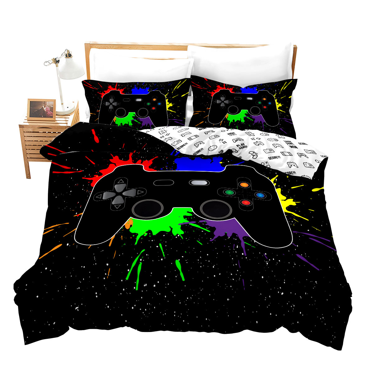 Erosebridal Boys Gamer Comforter Cover Twin Size – Gamepad Design Duvet Cover Set With Pillowcase For Kids & Teens Bedroom - View #9