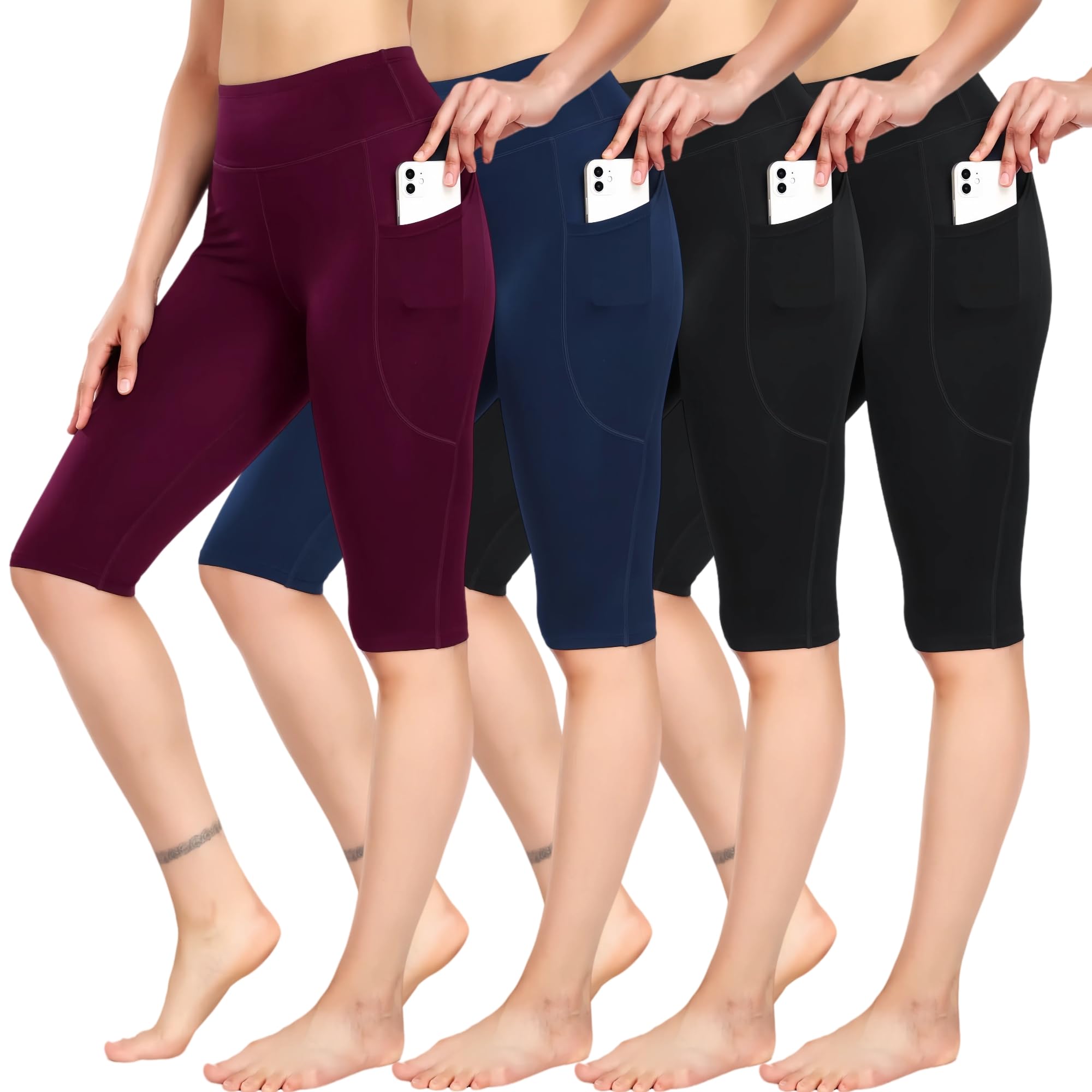 CADMUS 4 or 1 Pack Women's Biker Shorts Leggings Spandex Athletic Shorts