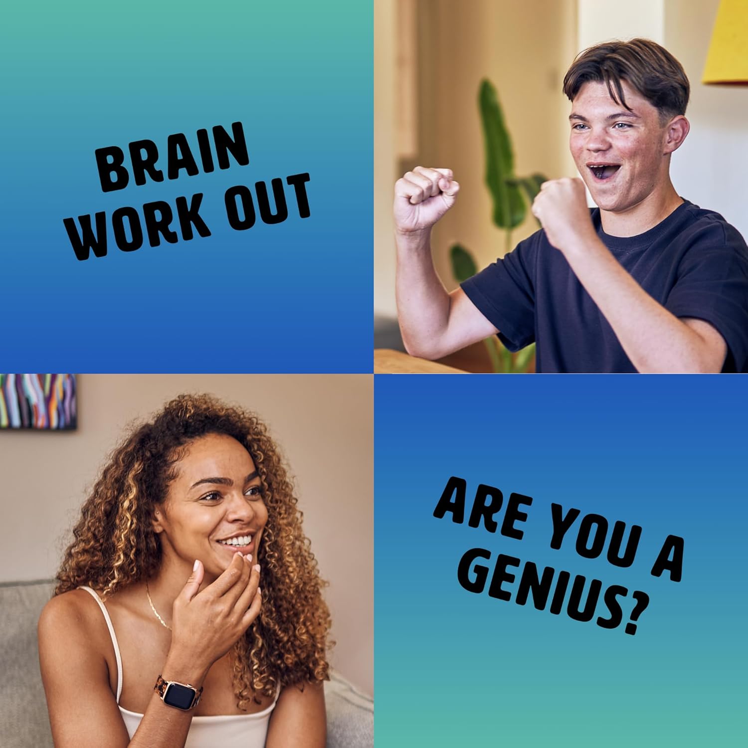 Ginger Fox Official Mensa Genius Test - Test Your Brainpower - 50 Double-Sided Puzzle Cards