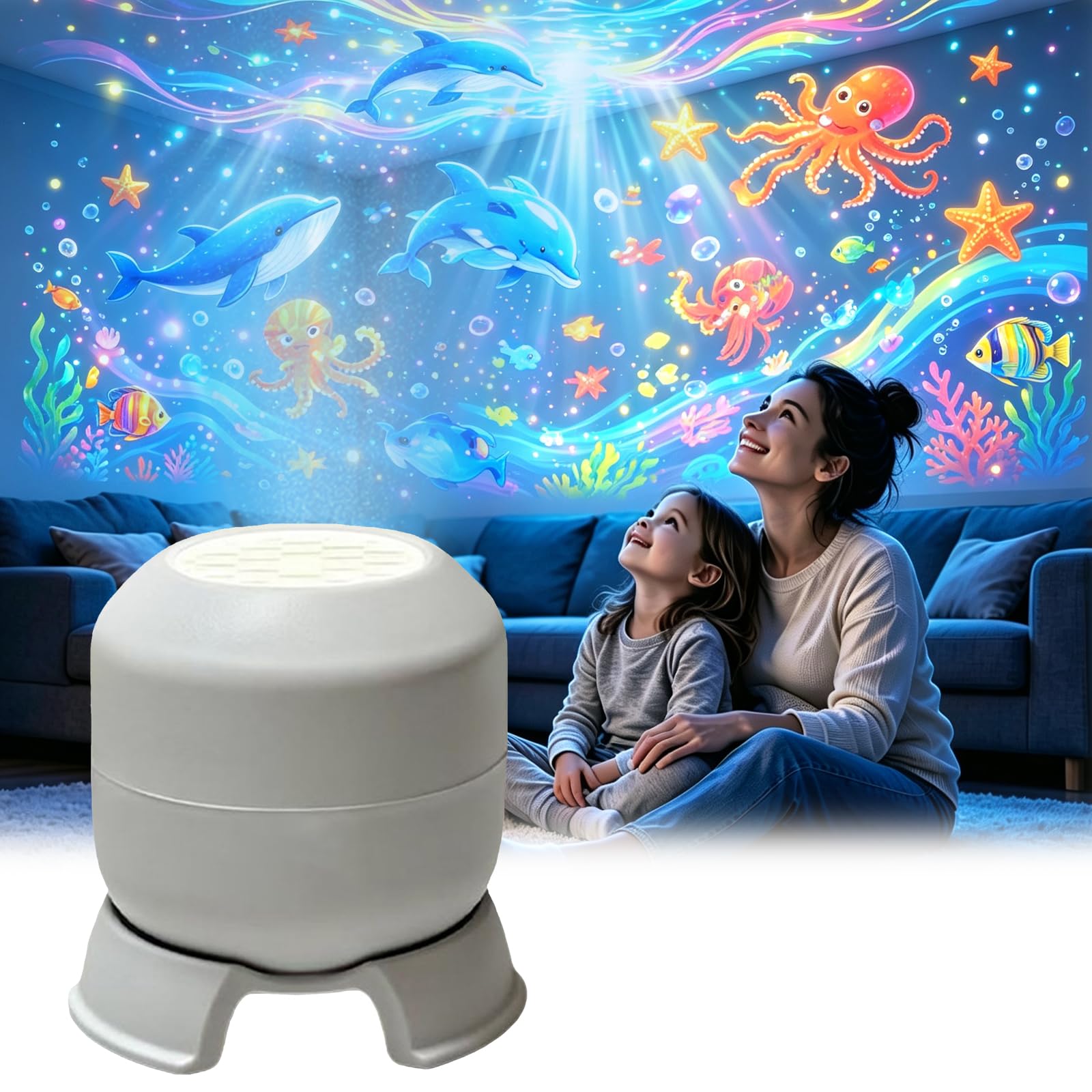 Dynamic Rotating LED Ocean Wave Projector, Dimmable LED Wave Night Light