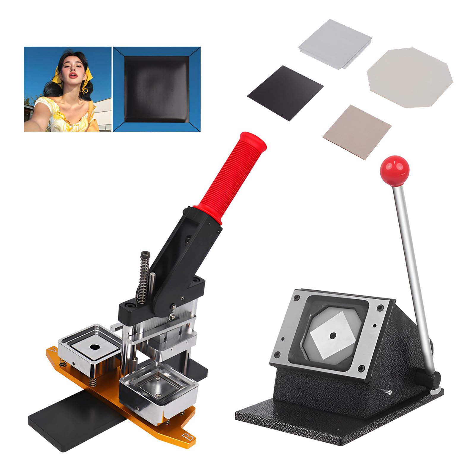 JKJZSALJ Square Fridge Magnet Maker Badge Maker Machine Button Press Machine,Photo Magnet Machine Cutter,With 1000 Pieces Of Consumables,For Decorate