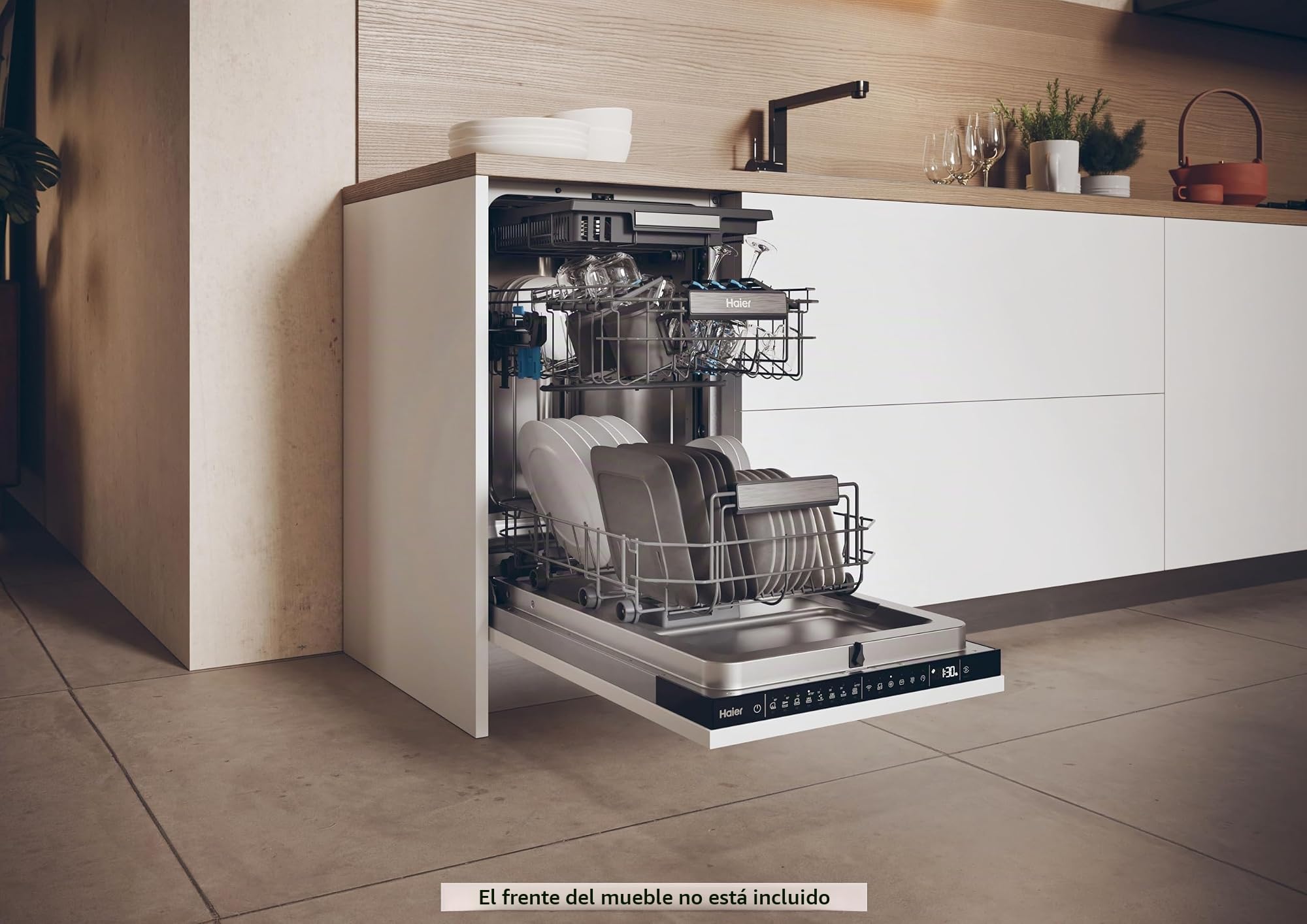 Haier I-Pro Shine Series 4 XI1C3TB2FB - Lavavajillas Integrable 45CM, 11 Servicios, Tercera Bandeja, WIFI, Inicio Diferido, Apertura Automática de Puerta, 43DB, Panel de Integración No Incluido
