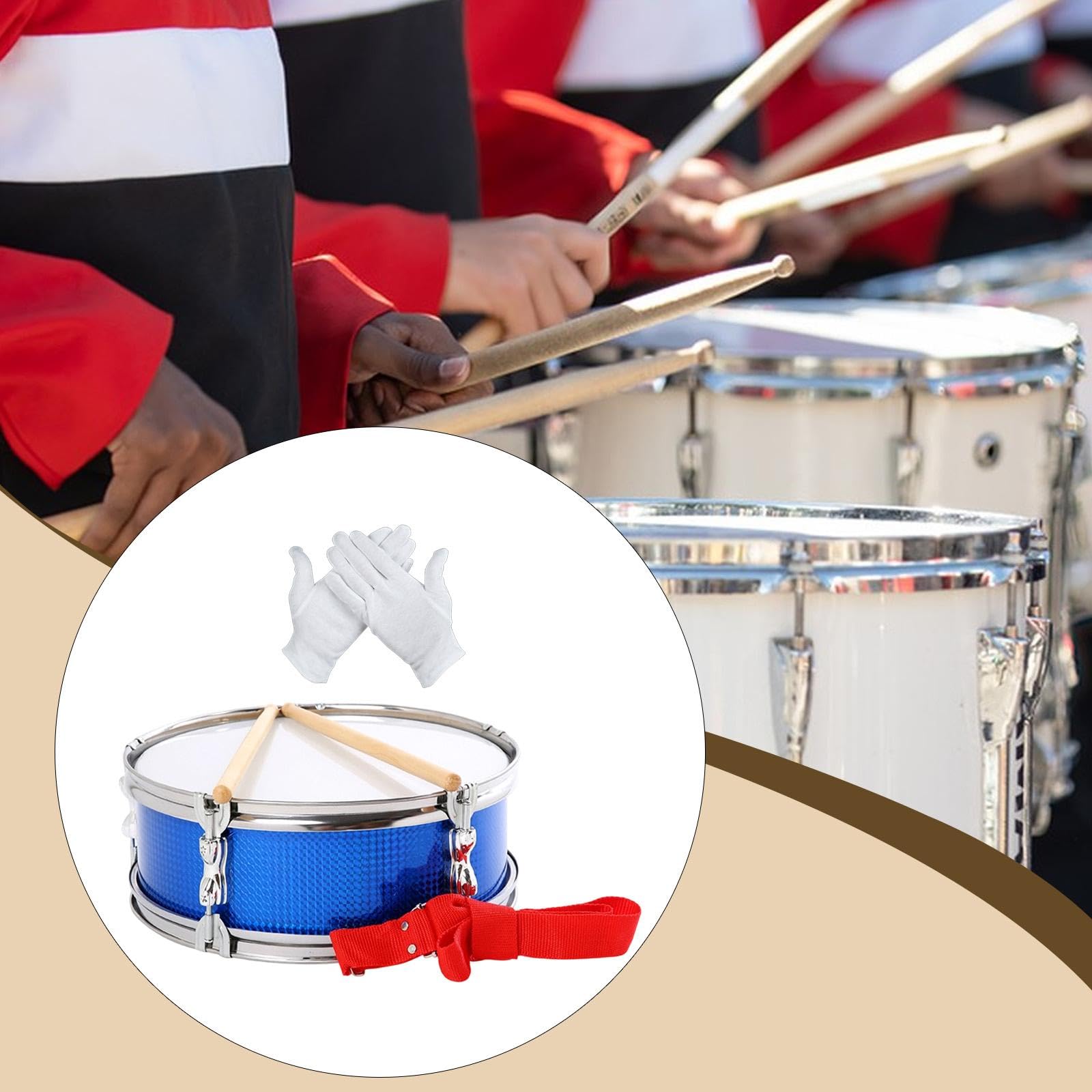 Caja Redoblante Set Percusión Práctica con Guantes Baquetas Correa Acero Inoxidable Matices Plenos Adecuado para Estudiantes Principiantes Niños Adult, Azul