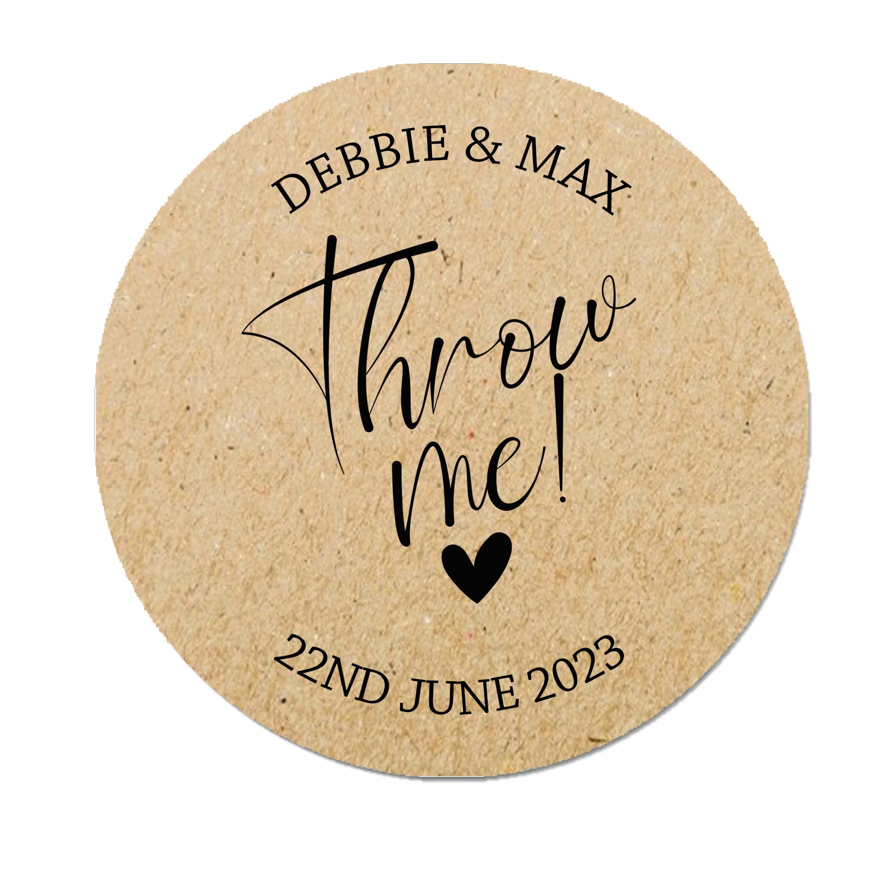 Treasured Forever Kraft 35 Personalised Confetti Wedding Stickers Sprinkle The Love, Throw Me Sage, Cone Bags Favour Luxury (Kraft)