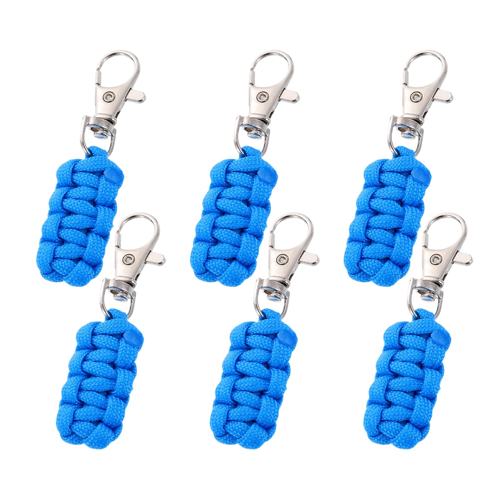 YELARXI Paracord Zipper Pull Polyester Zipper Pulls Replacement Woven Rope with Metal Clasp, 80 mm Length Fit for Backpacks Clothing Luggage Accessories - Cylinder (6 Pack, Blue)