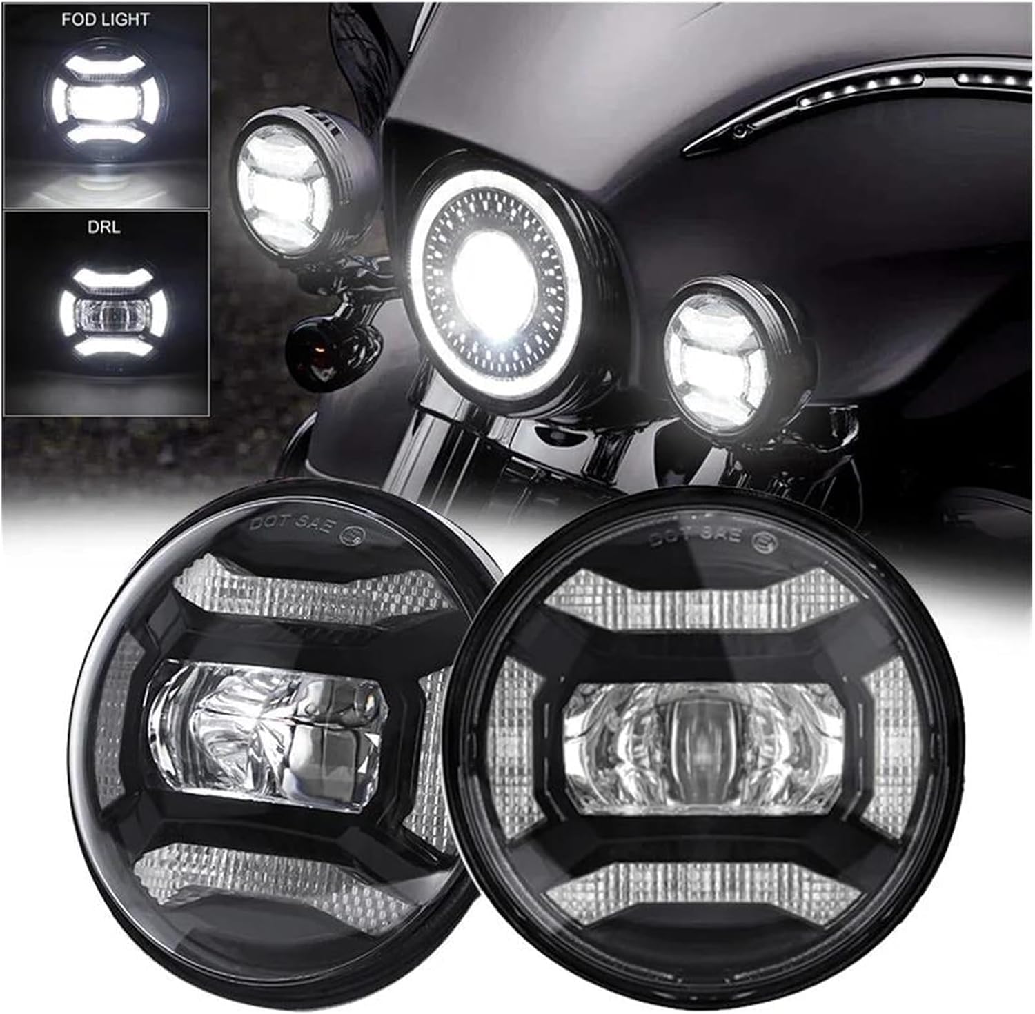 faro de motocicleta Para Modelos con 45 luces auxiliares delanteras redondas luces antiniebla LED de 4 5 pulgadas proyector de 4-1/2" lámpara auxiliar para motocicleta