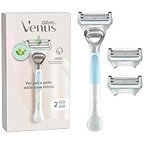 Gillette Venus, Rasoio per Peli e Pelle Della Zona Intima + 2 Confezione di Lamette di Ricambio, Rasoio Parti Intime Donna, Lamette Donna Gillette Venus Ricariche