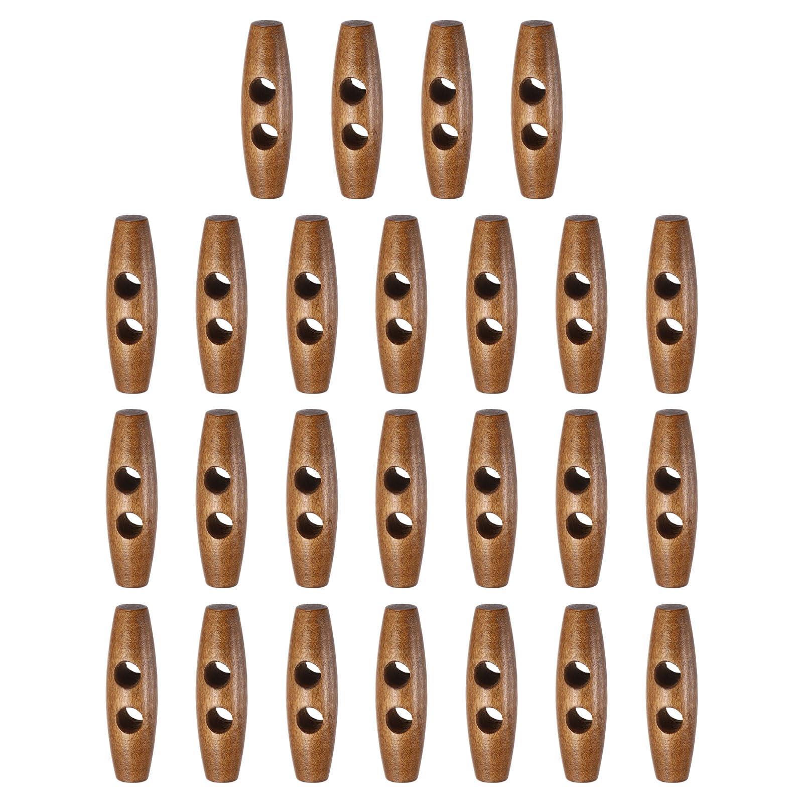 sourcing map 25pcs Wooden Toggle Buttons 45mm / 1.8" Double Hole Wood Olive Horn Sewing Buttons for Coat Sweaters Clothing DIY Craft, Light Brown