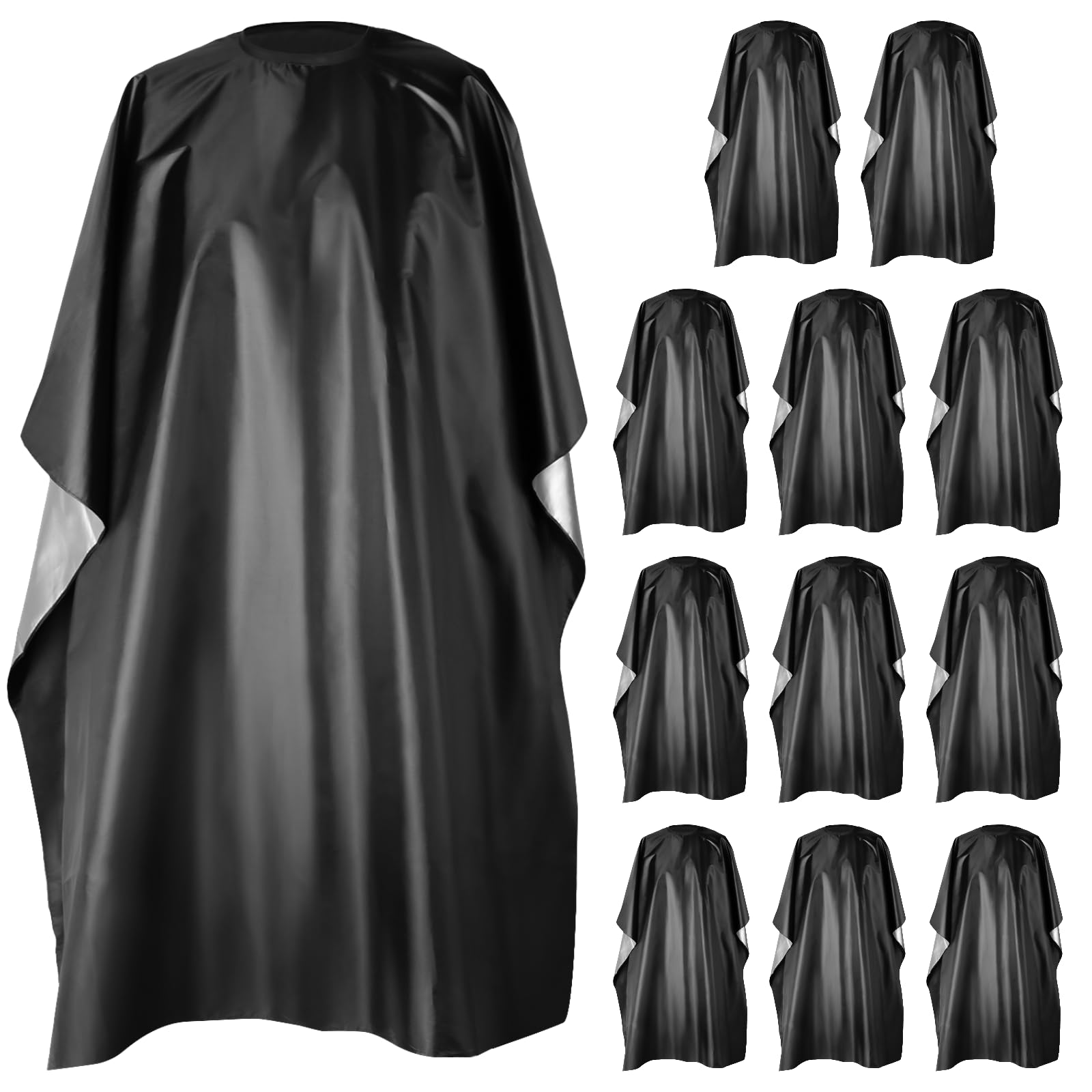 12 x Friseurumhang, wasserdichte Shampoo-Umhänge mit Druckknöpfen, großer Haarschneide-Salon-Umhang (144 x 129 cm (wie abgebildet, 12 Stück), wie abgebildet, 12 Stück