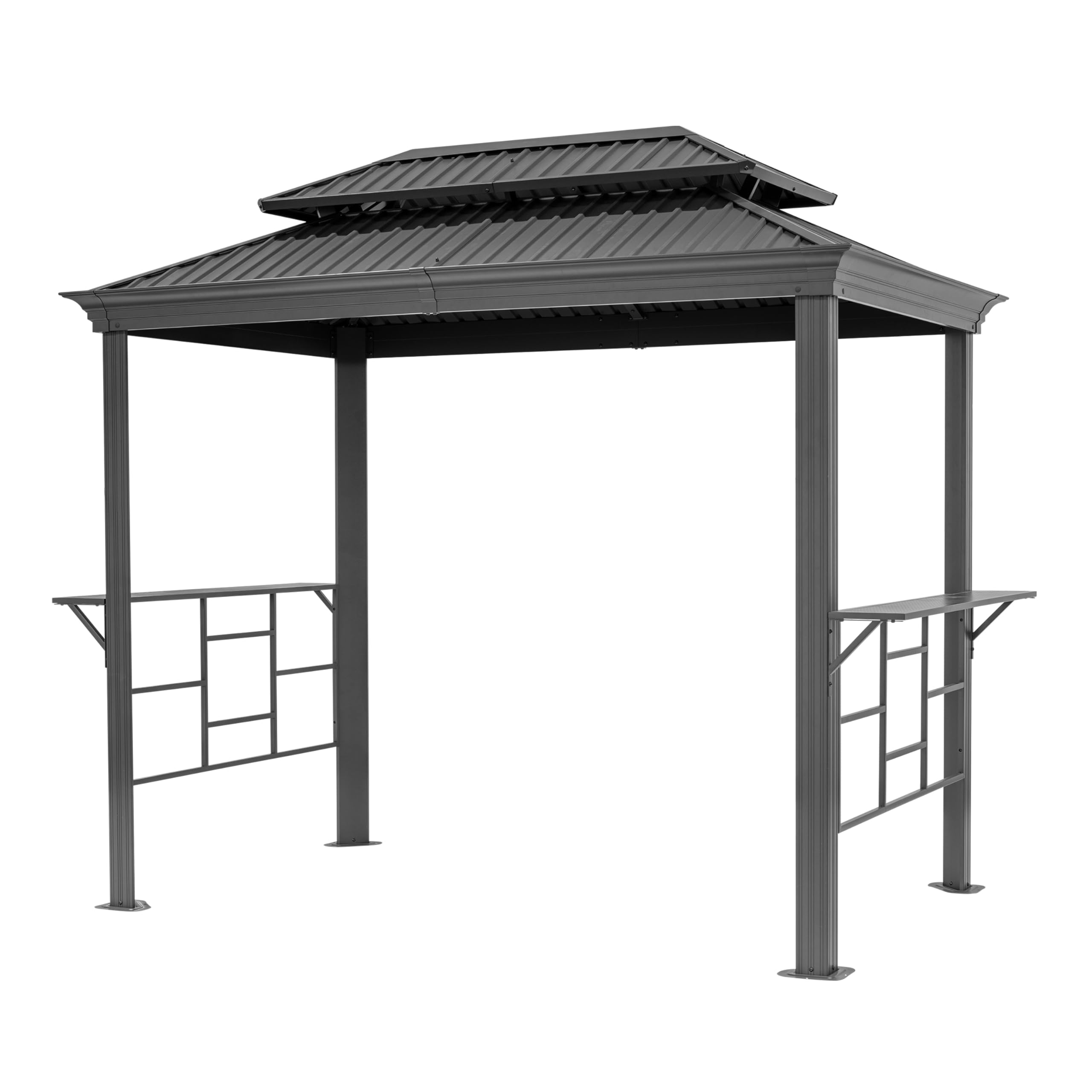 TOOLPORT Grillpavillon 2,8x1,8 m aus Aluminium und Stahl – Stahldach, wasserdicht, UV-beständig, inkl. Seitenablagen
