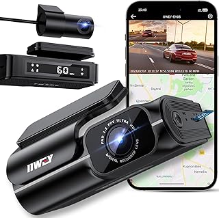 IIWEY EY05 4K Dash Cam Front and Rear, Built-in 5GHz WiFi GPS Speed, Voice Control, Free 64GB SD Card, Dual Car Dash Cam with Superb Night Vision, 24Hrs Parking Monitor, Super-Capacitor, WDR, Type C