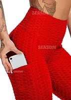 Vista 11 de SEASUM - Pantalones de yoga de cintura alta para mujer, con control de abdomen y realce de glúteos, leggings favorecedores para entrenar y correr