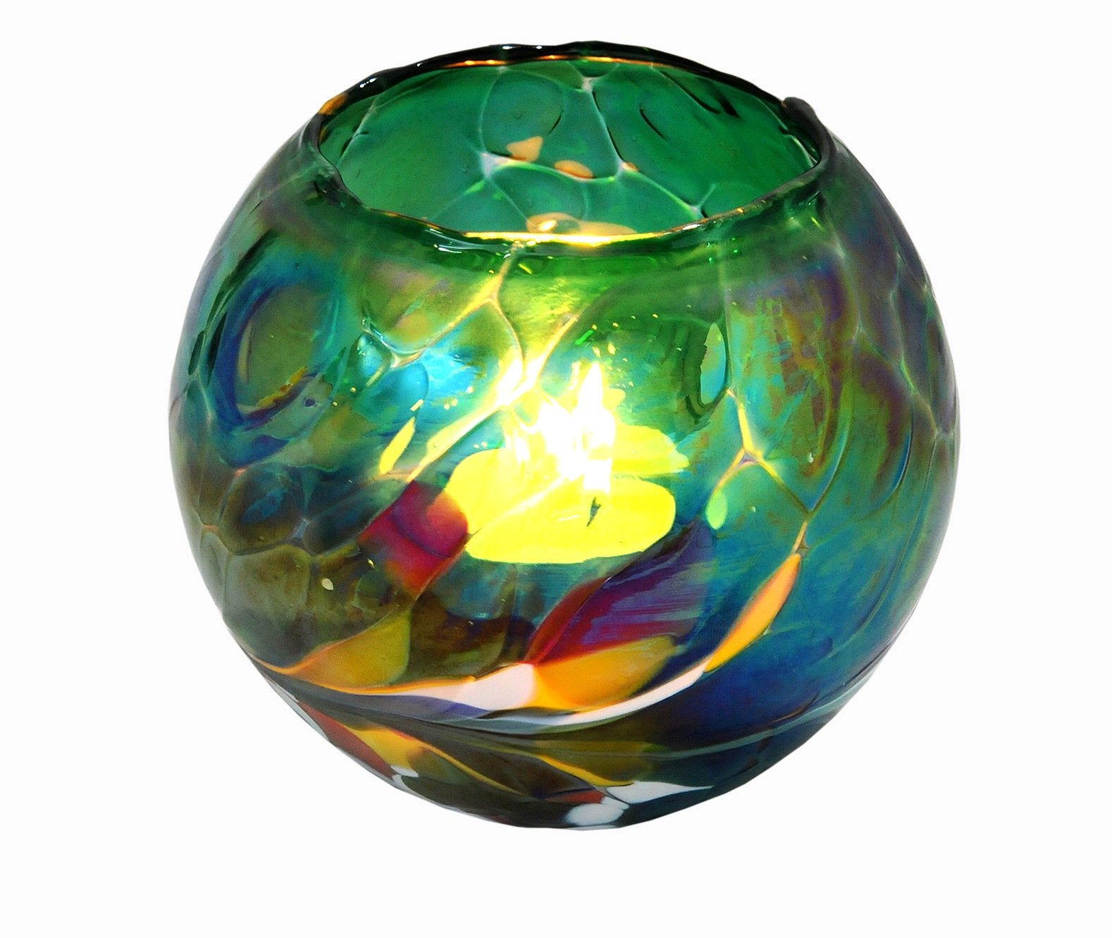 D&J Glassware Green Friendship Mini Globe Tea Light In A Colour