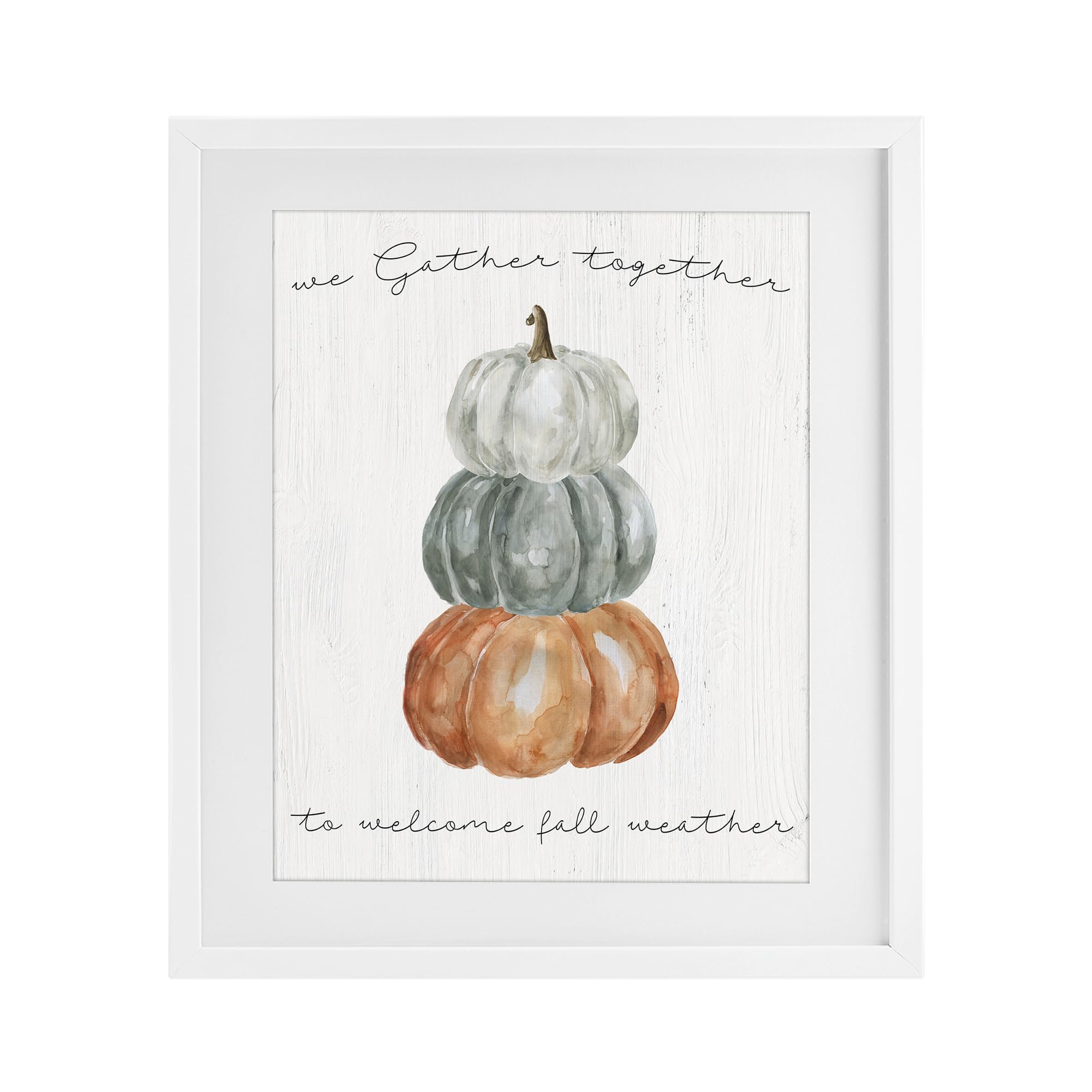 Stupell Industries Coastal White (Textured) 'Gather Together Fall Weather'| Framed Print Under Glass