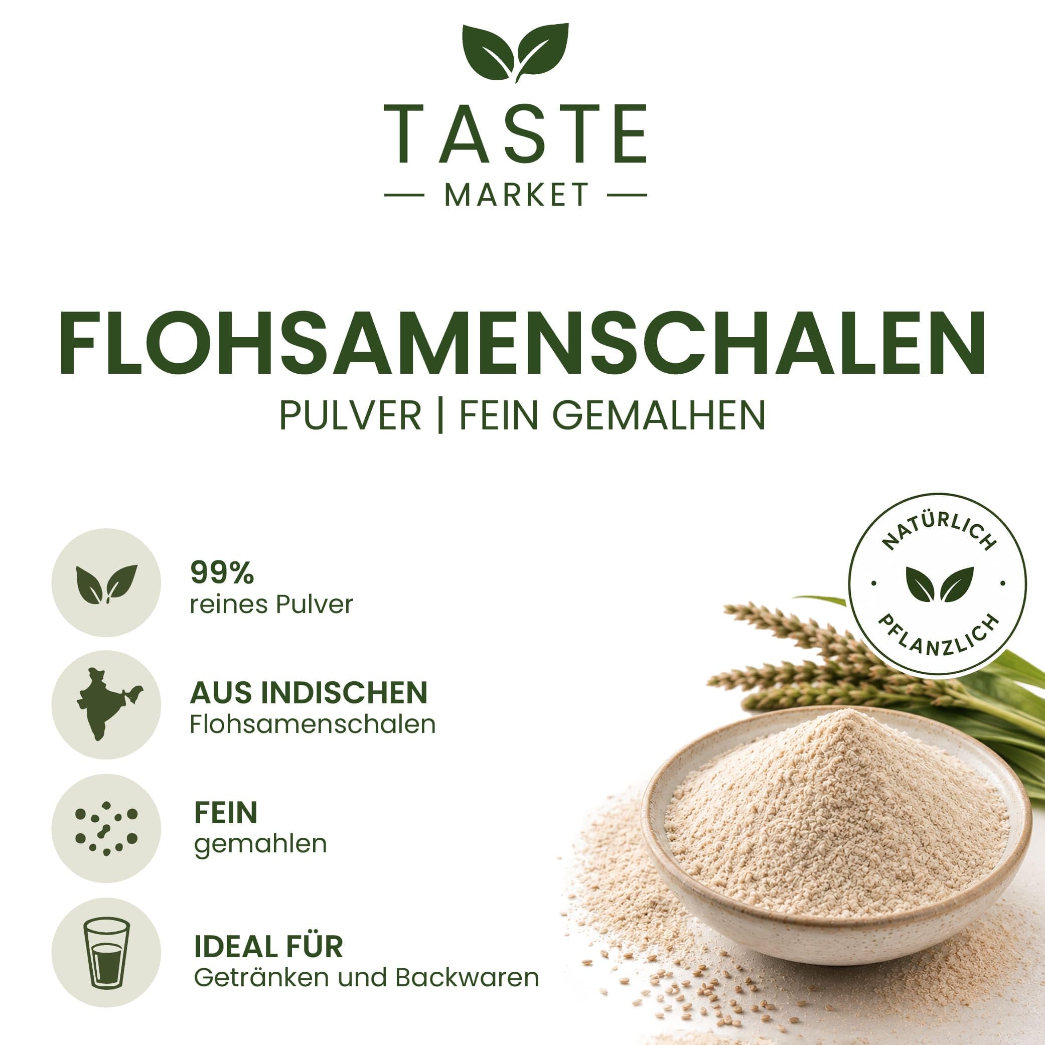 25 kg Flohsamenschalen Pulver – GRÖSSENAUSWAHL – 99% rein – indische Flohsamenschalen –TOP Qualität (25 kg)