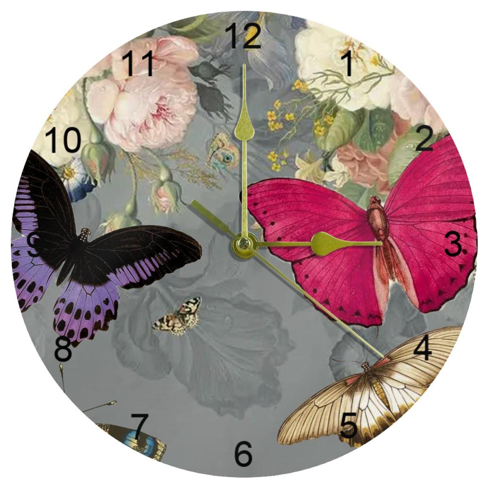 Horloge murale à quartz silencieuse de 25,4 cm pour cuisine et salon