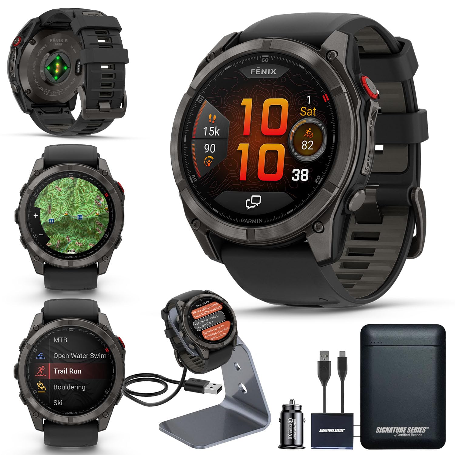 Garmin Fenix 8 Pro, 51mm, AMOLED Display, Premium Multisport GPS Smartwatch, inReach Technology for Emergency Survival, Health Tracking | Carbon Gray/