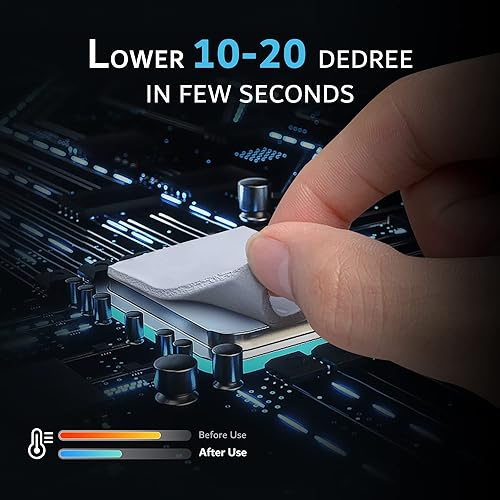 Miniatura 2 de M.2 Paquete de 3 almohadillas térmicas de 13 Wm.k, 2.756 x 0.787 in, 0.020 in, 0.039 in, 0.059 in, almohadillas de enfriamiento de silicona de