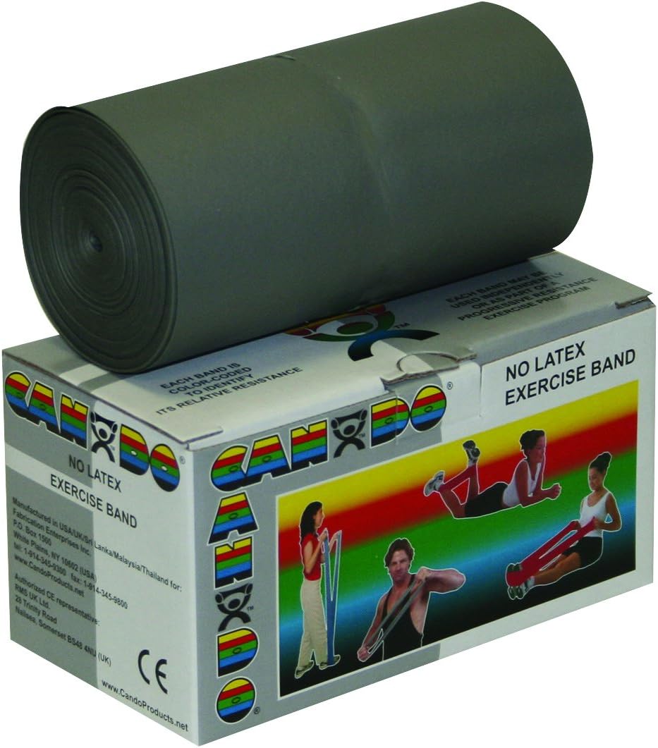 Cando 10-5616 Silver Latex-Free Exercise Band, XX-Heavy Resistance, 6 yd Length