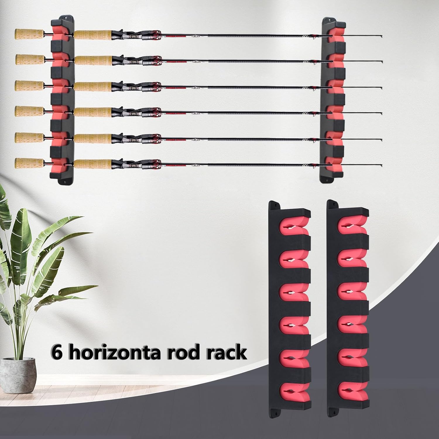 Horizontal Fishing Rod Holders Wall Mount,Pole Rack for Garage image 3