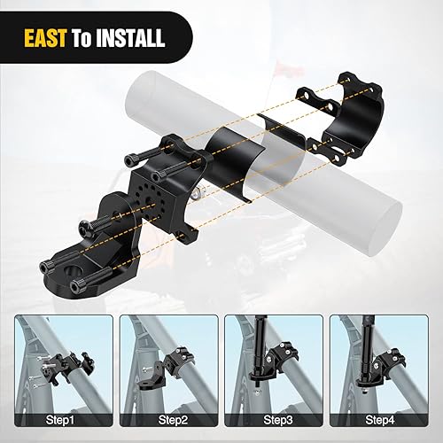 Miniatura 6 de Nilight Soporte de montaje para antena de bandera UTV, soporte de montaje de luz látigo, ajustable, resistente, para 1.5 a 1.75 pulgadas, 1.75 a 2
