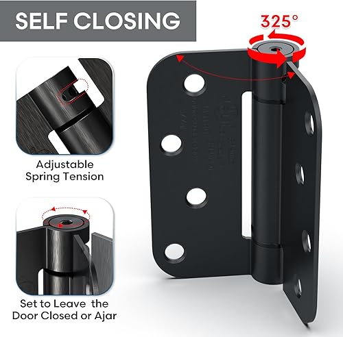 Miniatura 2 de Bisagra de resorte satinadocromo cepillado de 4 pulgadas, bisagras de puerta de cierre automático, bisagra resistente de 4 x 4 pulgadas para puerta,