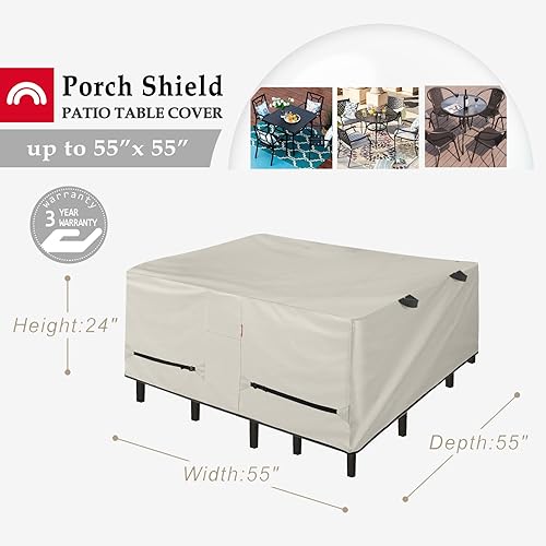 Miniatura 49 de Porch Shield Funda rectangular para mesa de patio, impermeable, para mesa de comedor y sillas de exterior, 108 x 70 pulgadas, color negro