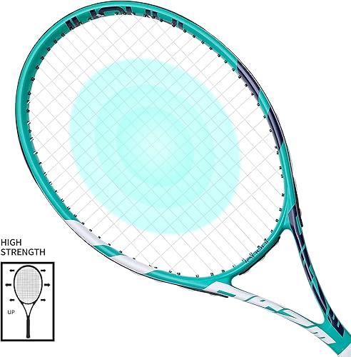 Miniatura 4 de Raquetas de tenis para adultos, raquetas de tenis preencordadas de 27 pulgadas, juego de raquetas de tenis para 2 jugadores con 3 bolas, 2 agarres,