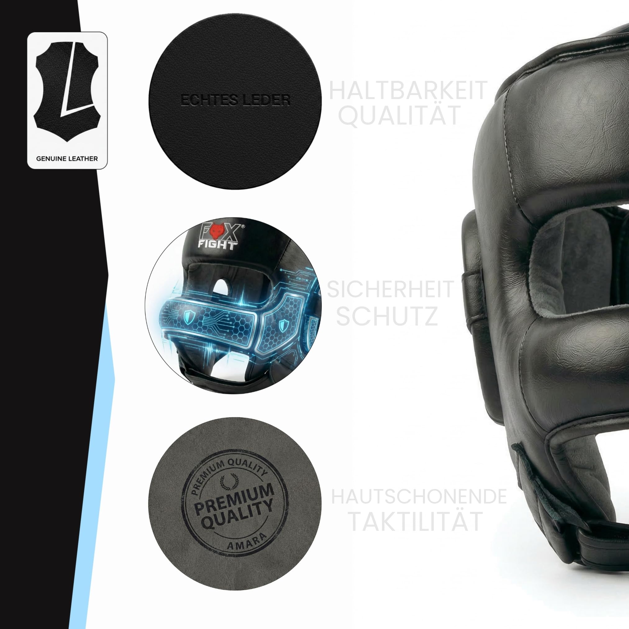 Fox de Protection Fight Arceau de Protection avec (Nez) Tête schuts Headguard/Cuir – Noir