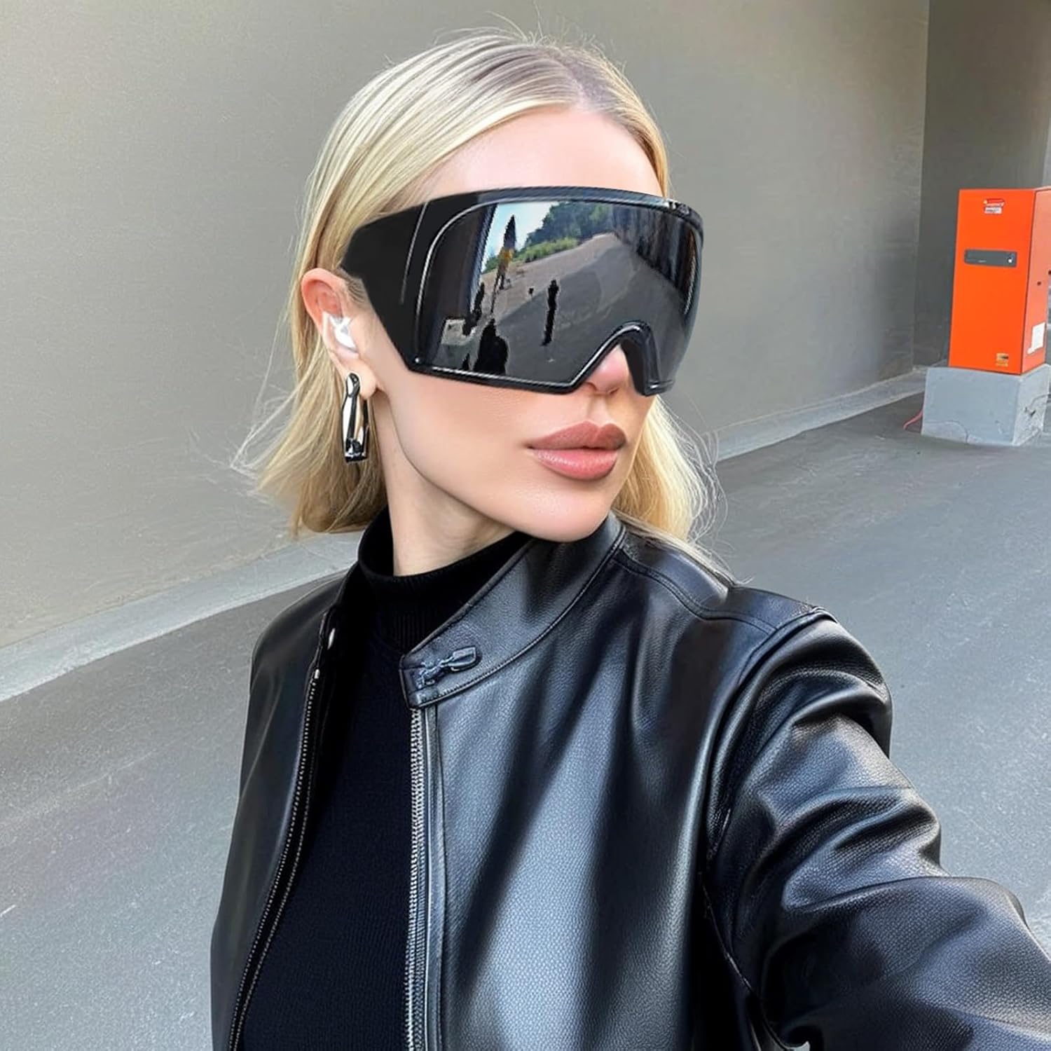 Oversized Wrap Around Sunglasses for Women Men,Futuristic Rave Curved Lens Shades,Fashion Trendy Shield Sun Glasses60 - Image 6