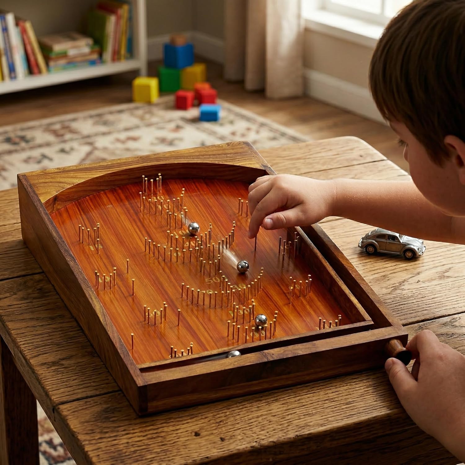 Nagina International Bagatelle Traditional Wooden Crafted Tabletop Pinball Game | Exclusive Kid's Toys Decor & Gifts (Large)-image-14