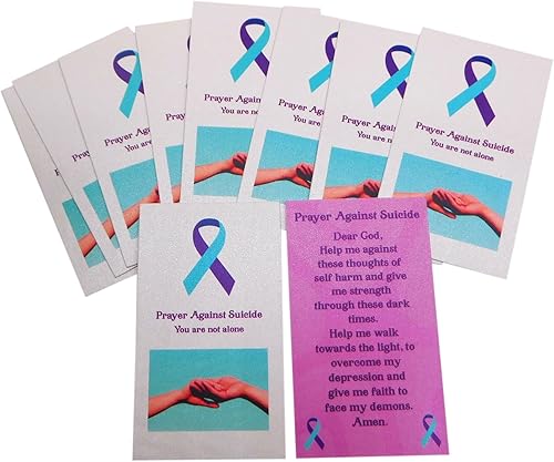 Westmon Works Paquete de 10 tarjetas sagradas de oración contra el suicidio con texto en inglés "You Are Not Alone", oración de protección para la