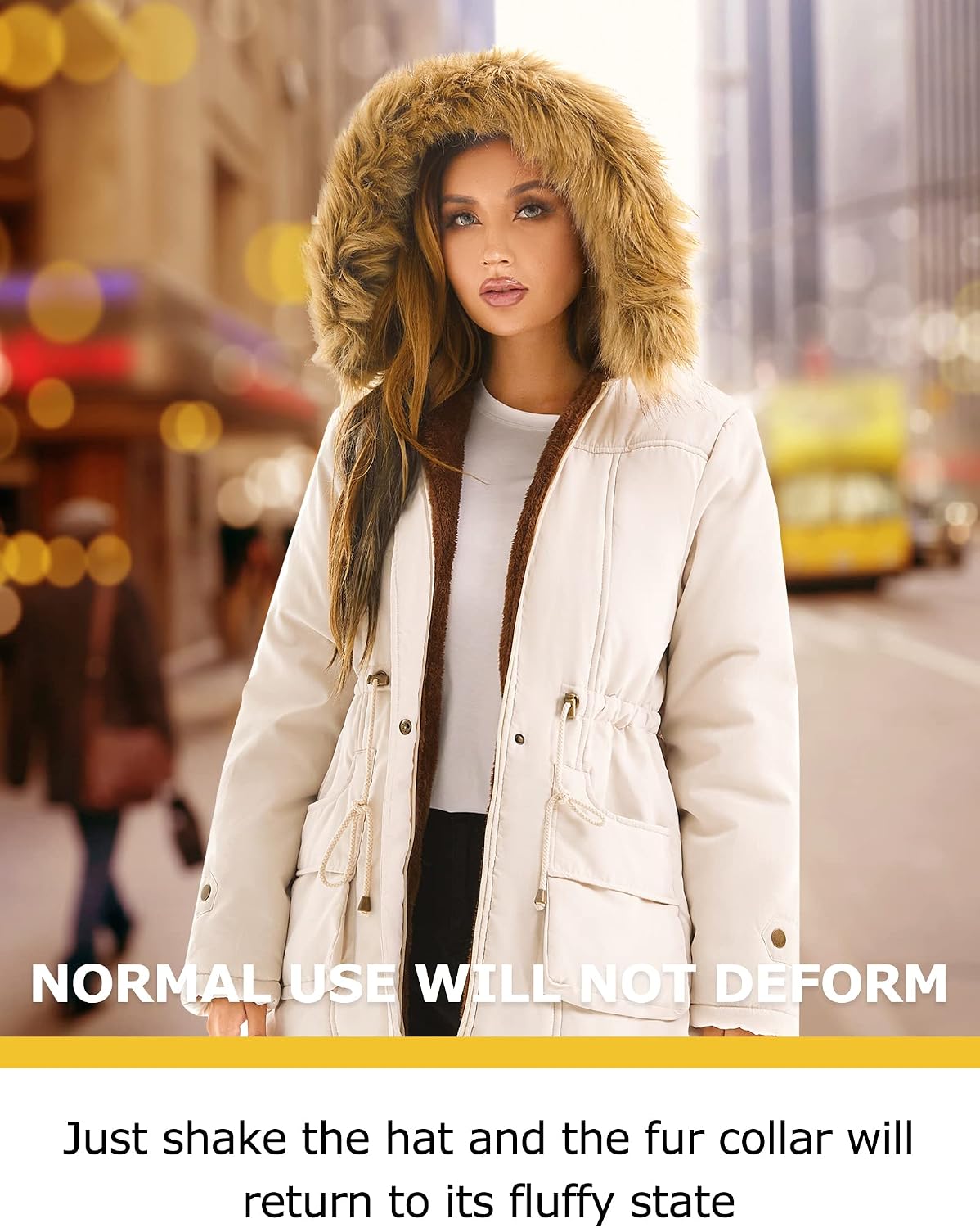 FARVALUE Women's Winter Coat Hooded Warm Fleece Lined Parka Jacket with Fur Trim Long Overcoat