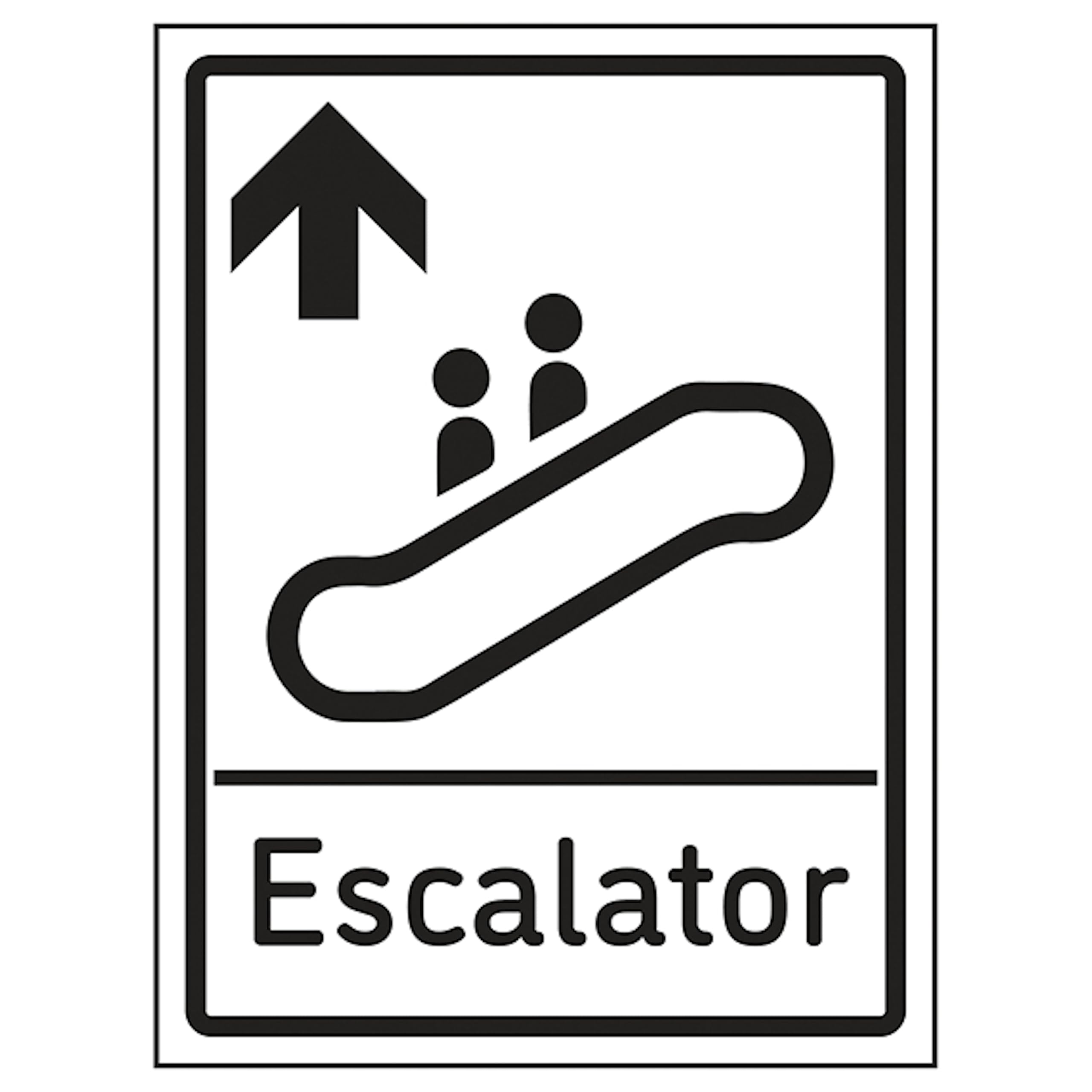 V Safety Escalator Arrow Up 150 x 200mm - 2mm Rigid Plastic Safety Sign