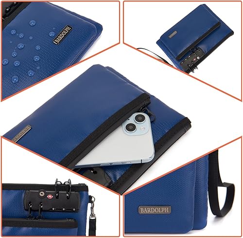 Miniatura 6 de Bolsa de dinero ignífuga con cerradura, bolsa de dinero de doble capa para efectivo, bolsa de almacenamiento valiosa, caja fuerte ignífuga con