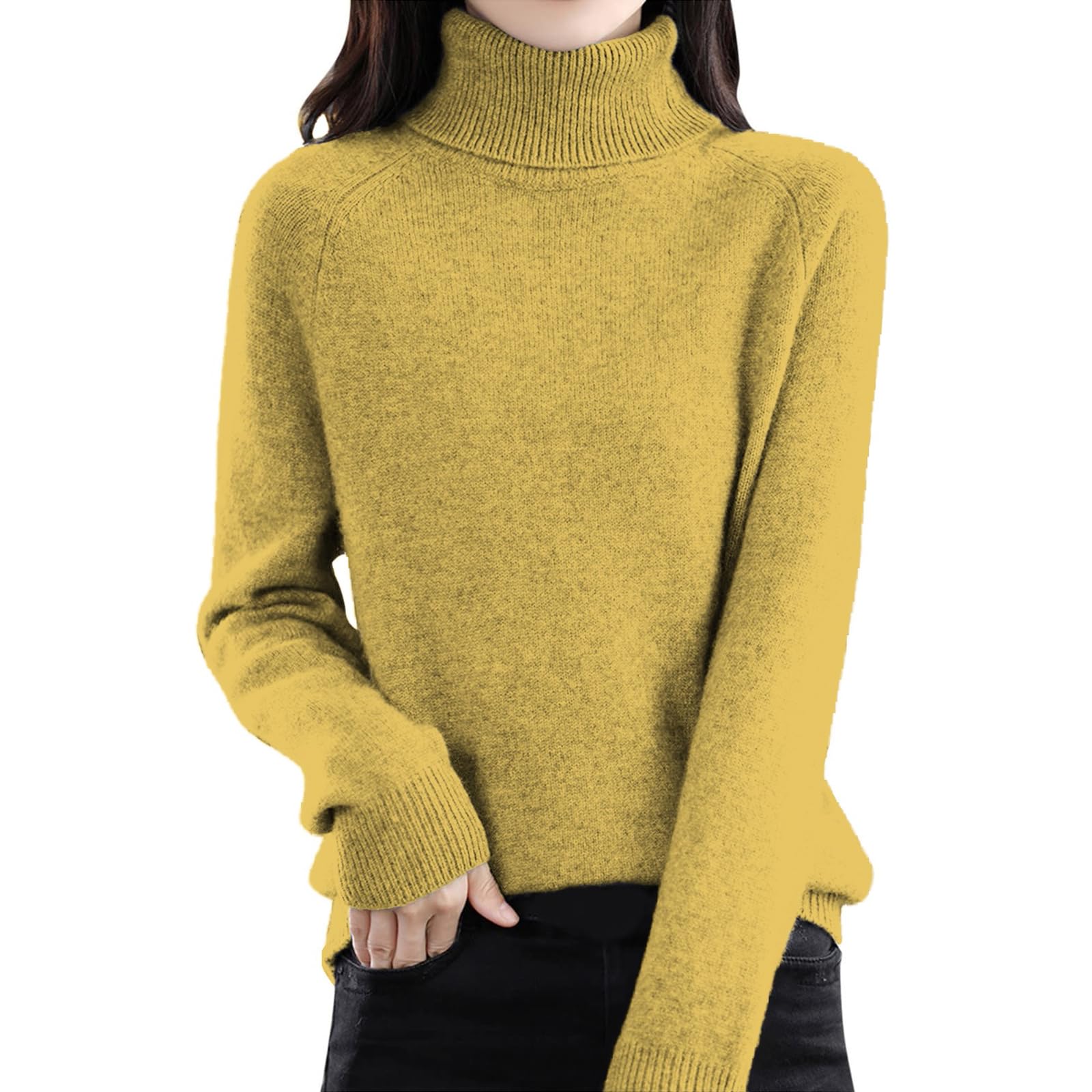 Womens Turtleneck Sweaters Casual Long Sleeve Tunic Sweater Warm Plain Lightweight Soft Ribbed Knit Slim Cozy Sweater