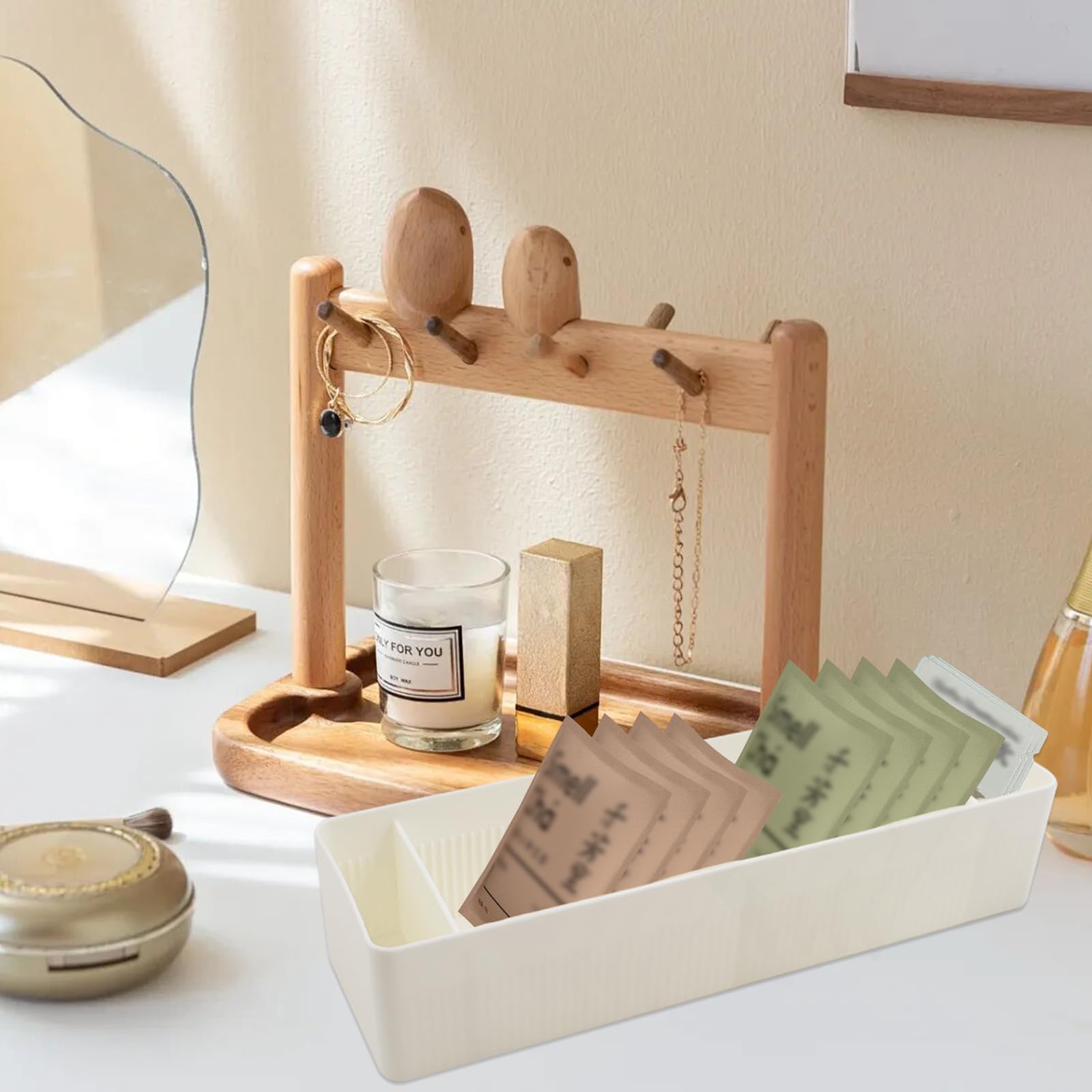 2 bolsas de té organizadoras con 7 compartimentos, cajas de té, bolsas de té, soporte para encimeras, armarios de cocina, despensas, 29 x 9 x 6 cm