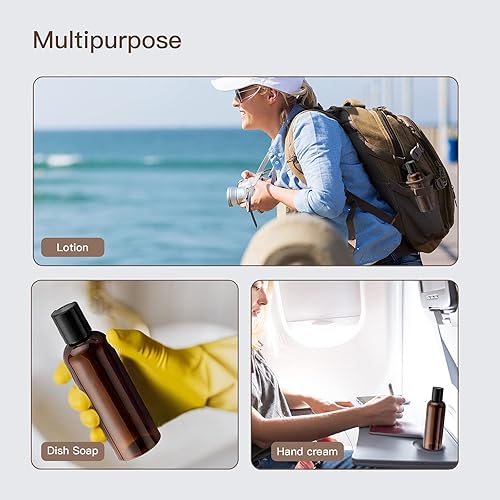 Miniatura 9 de Botellas de viaje de 3.4 onzas para artículos de tocador, recipientes vacíos de tamaño de viaje aprobados por la Tsa, 5 botellas pequeñas de