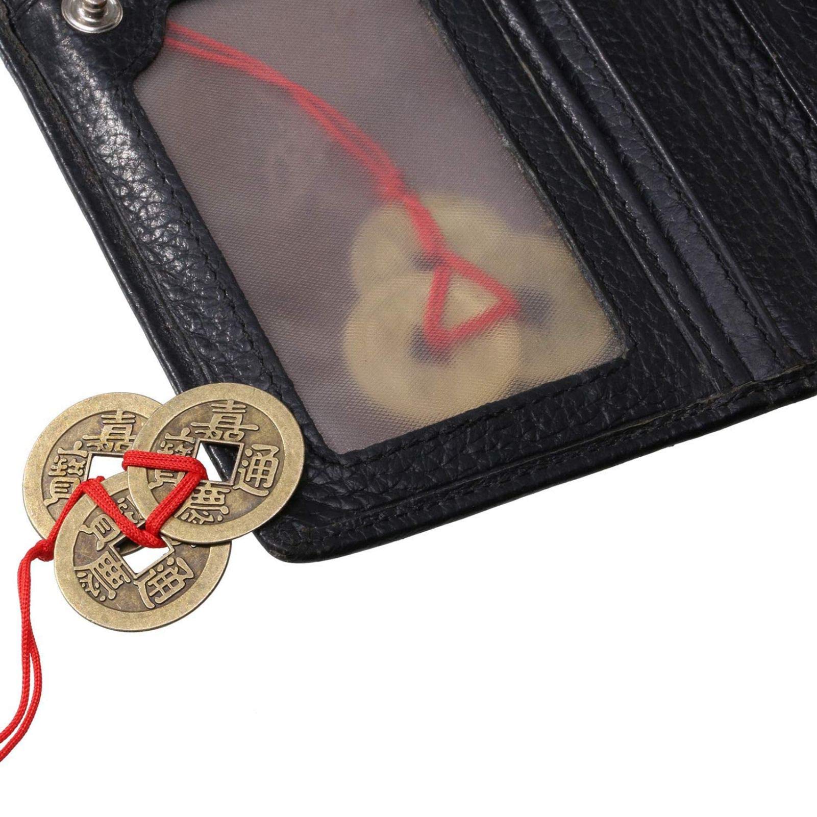 Risegun Chińskie Monety Szczęścia, Feng Shui Monety I-Ching Chińskie Monety Szczęście Monety Feng Shui Ching Tradycyjne monety Czerwone Druty dla(10)