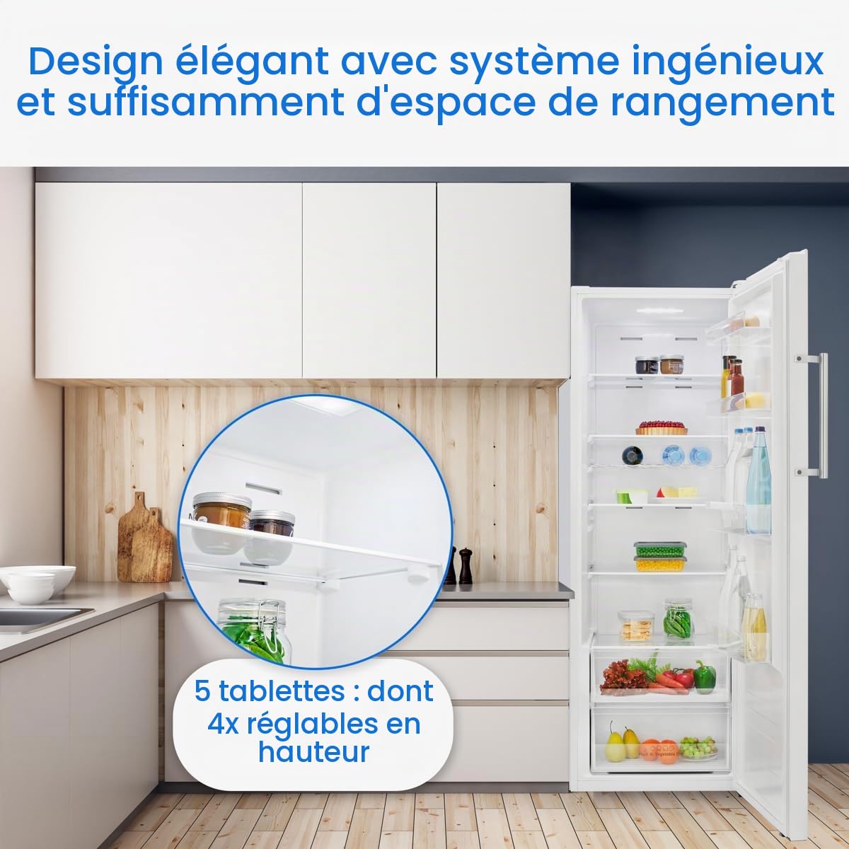 Bomann, Réfrigérateur colonne, 60 cm de large, 322 litres, NoFrost, MultiAirflow, Fonction de refroidissement rapide, Fonction économie d'énergie, VS7345, Blanc