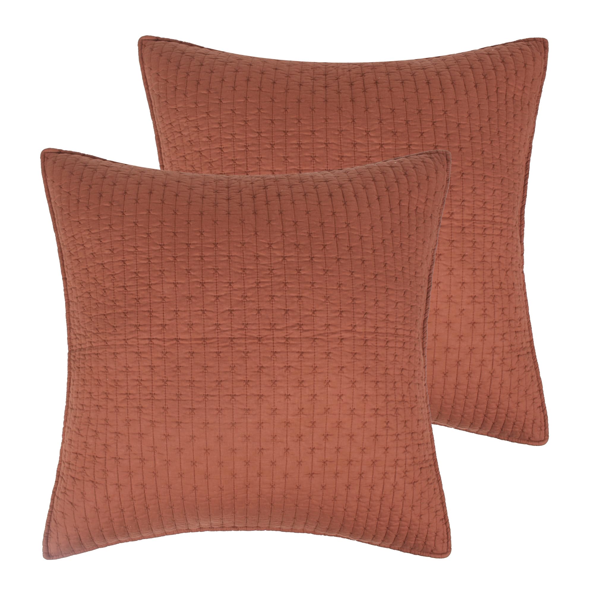 Levtex Home - Cross Stitch Adobe - Euro Shams Set of Two - (26x26in.), No Insert - Cross Stitched Pattern - Cotton Fabric