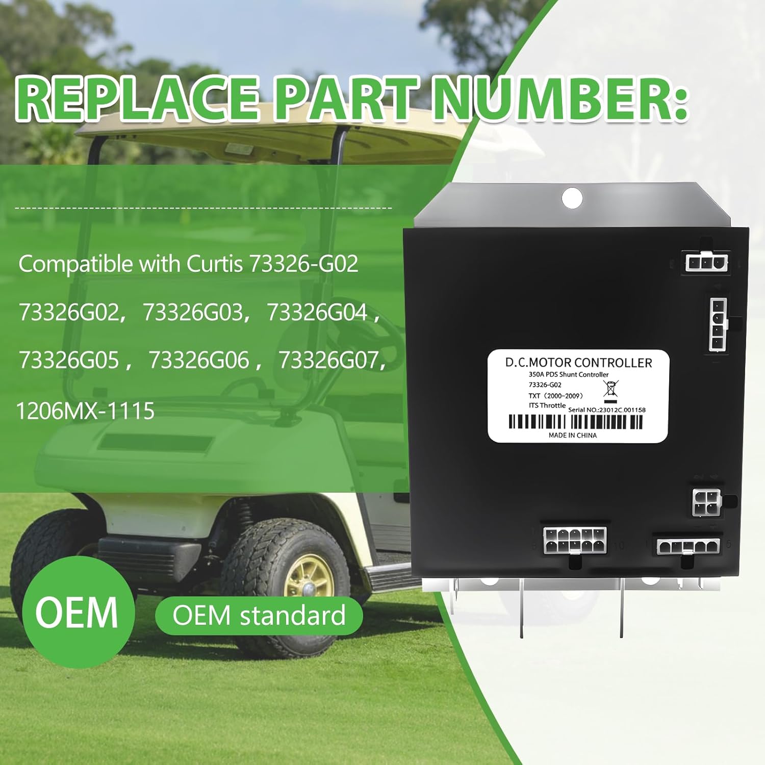 73326-G02 Golf Cart Motor Controller fits forEZGO TXT Golf Carts 2000-2009, 36V 350A PDS Shunt Controller ITS Throttle Compatible withCurtis 73326G02 73326G03 73326G04 73326G05 73326G06 73326G07