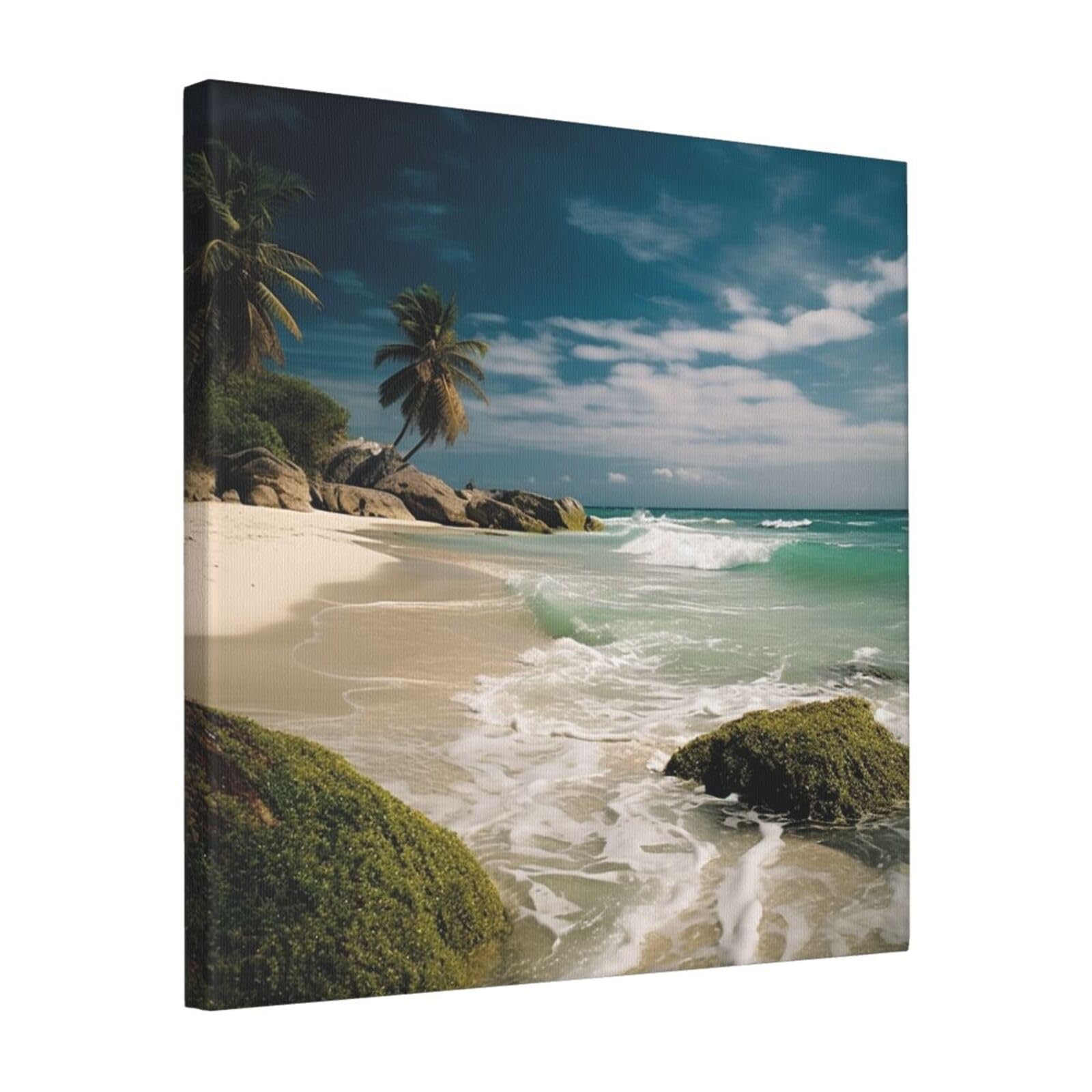 FodPand Beach Ocean Canvas Wall Art for Living Room Wall Decor 16"x16" Modern Artwork Painting Pictures Hanging Canvas Prints Aesthetic Wall Art for Bedroom Bathroom Office Wallart Decor