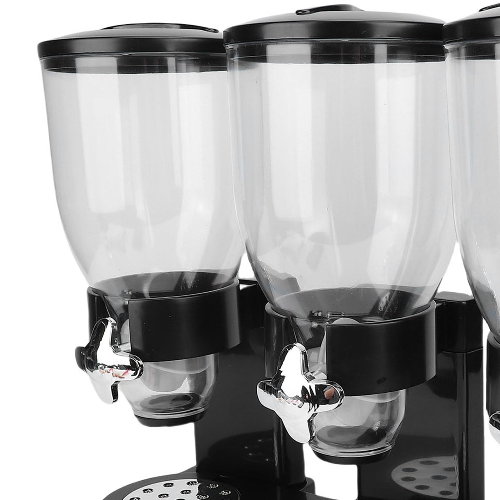 Dispensador de cereales, dispensador triple de alimentos, contenedor de almacenamiento compacto multifuncional para encimera para despensa de cocina casera, dispensador giratorio (Negra)
