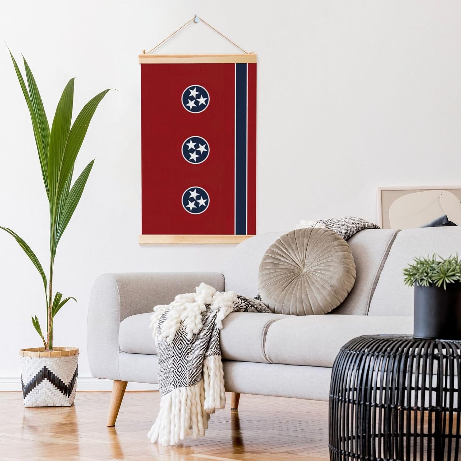 Tennessee State Flag Print Poster Hanger,Hanging Poster, Poster Frame,Wood Poster Hanger, For Wall Hanging