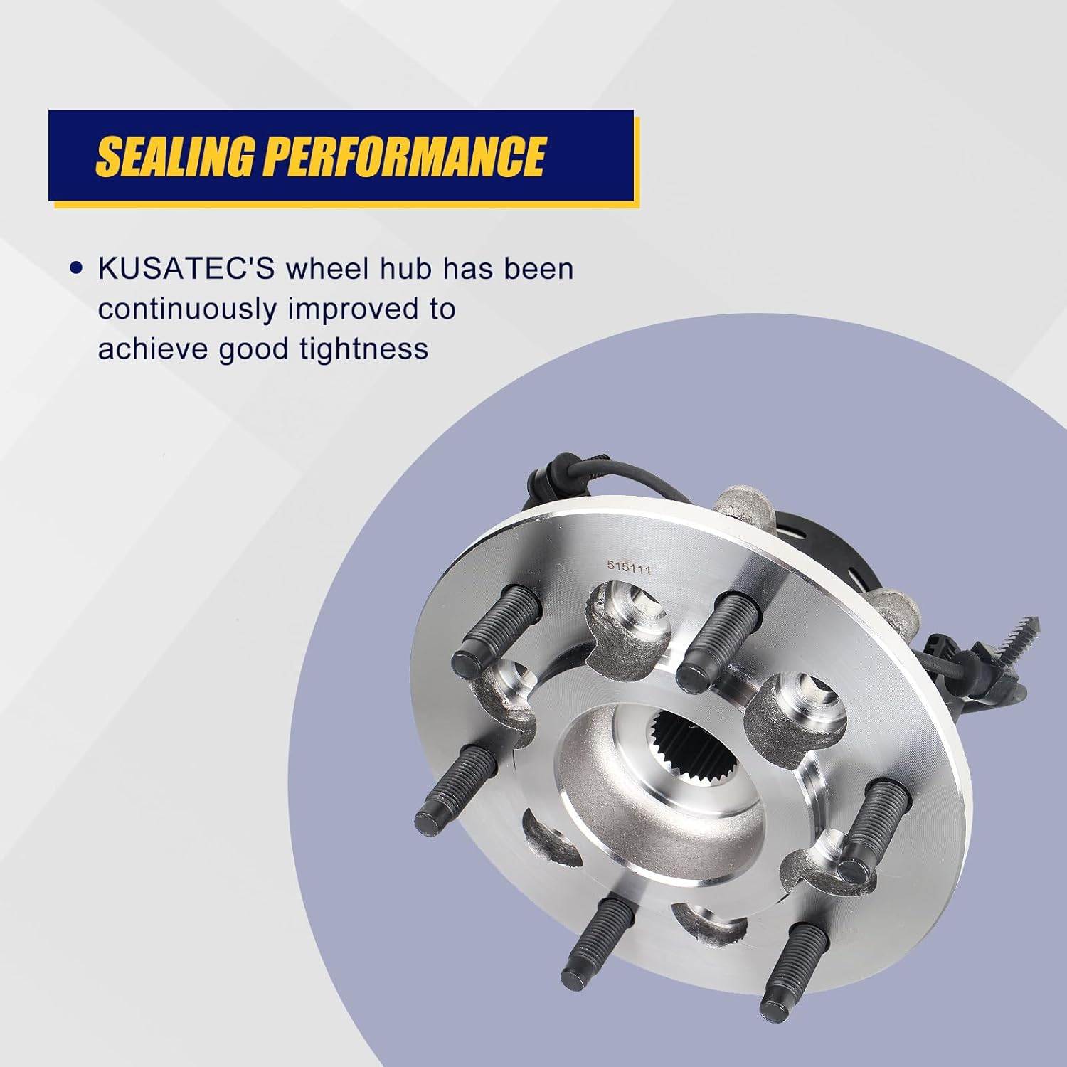 KUSATEC 515111 Front Right Wheel Bearing and Hub Assembly Compatible with 2004-2008 Chevy Colorado, GMC Canyon, 2006 Isuzu i-350 2007-2008 i-370, 6 Lug Bolts w/ABS
