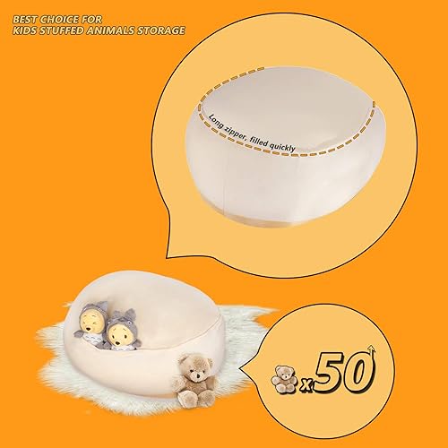 Miniatura 7 de Funda de puf de almacenamiento de animales de peluche para niños, silla de puf de perro amarillo Shiba Inu para niñas, organizador de juguetes Perro