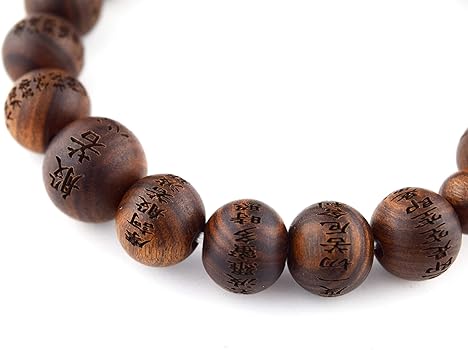 Amazon | 日本センダン 木製 ハート スートラ 彫刻 ビーズ