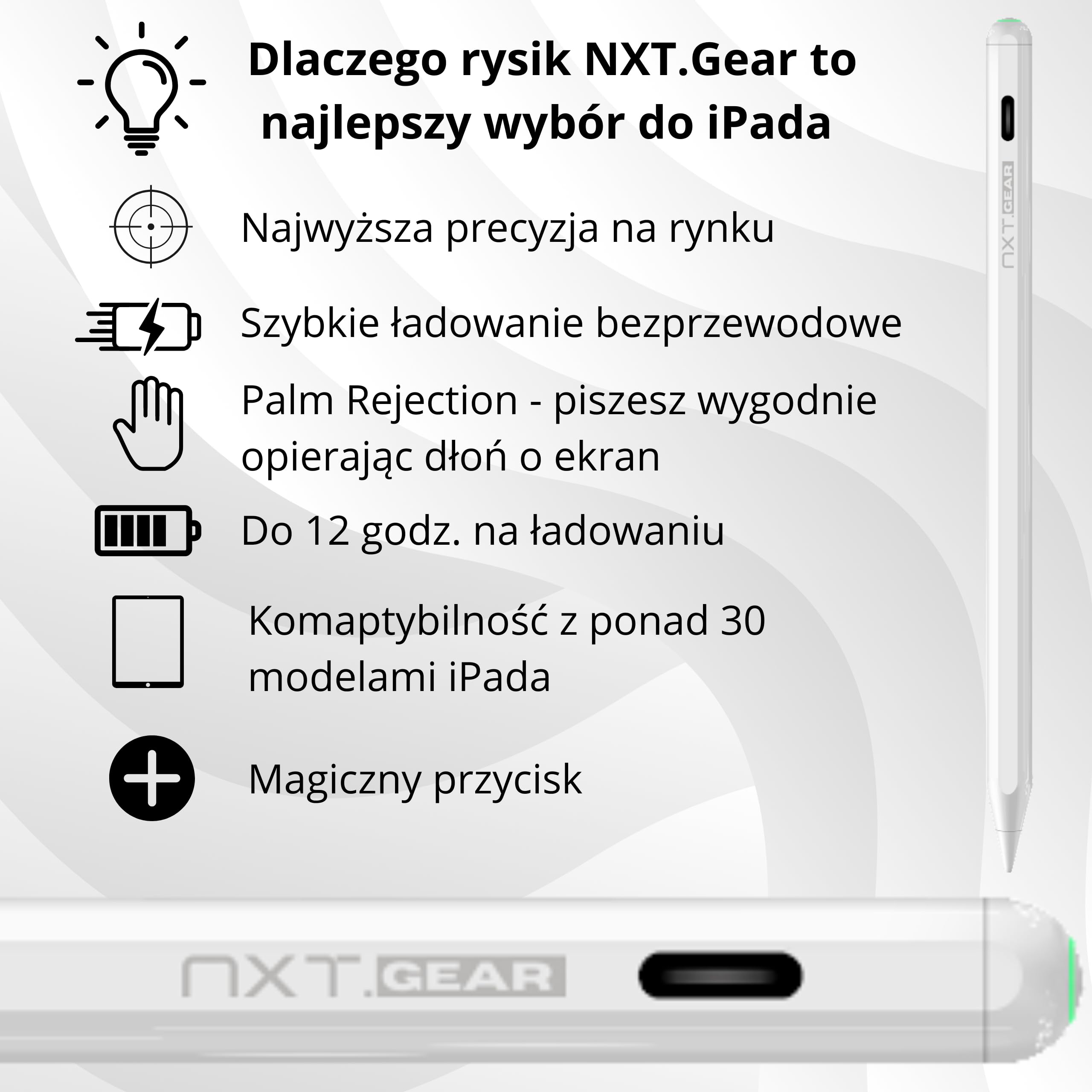 Rysik Pencil do iPad Apple 9 10 AIR PRO 11 13 - Najnowsza generacja - Precyzyjny i czuły - Ładowanie bezprzewodowe - Brak opóźnień - do 12 godzin pracy